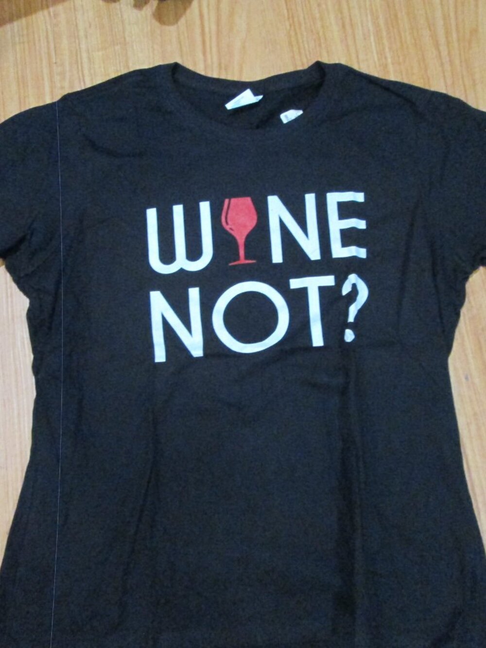 XL Wine Not ?  Black w/red wine glass shirt brand new